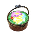 Round Flowers Basket Limoges Porcelain Gift, a hand-painted Limoges porcelain gift