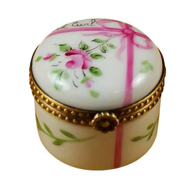Round Pink First Curl Limoges Box Baby Keepsake Gift, view 3