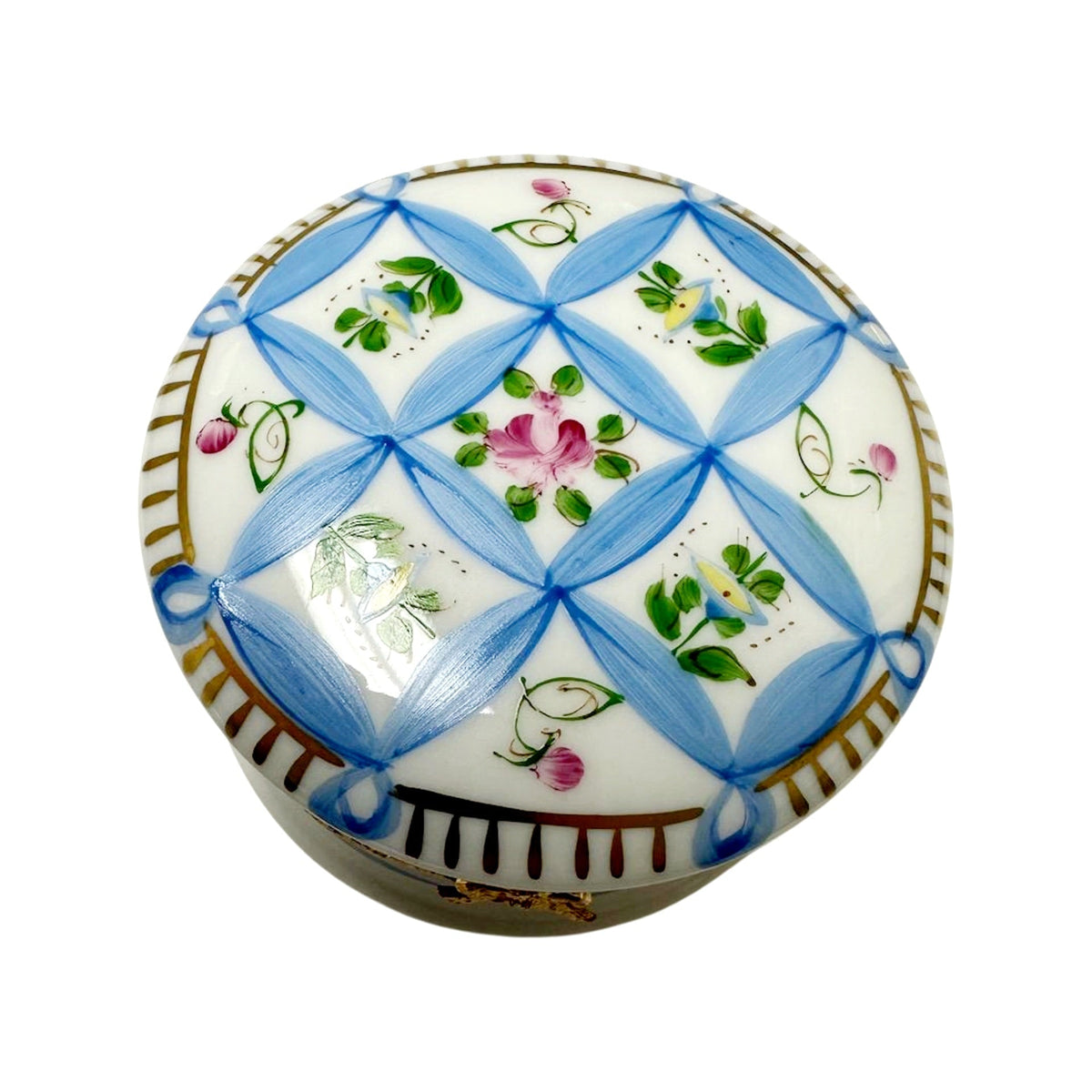 Round Blue Pill Limoges Box Collectible, view 3
