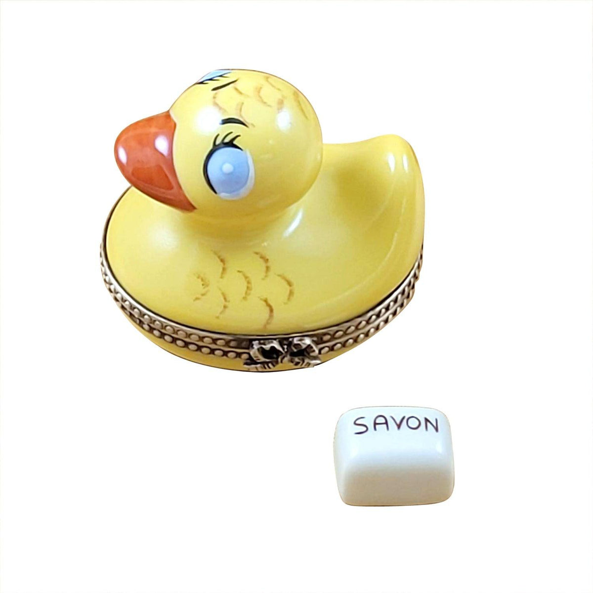 Rubber Duck with Yellow Soap by Rochard, an authentic French Limoges box from Limoges Boutique