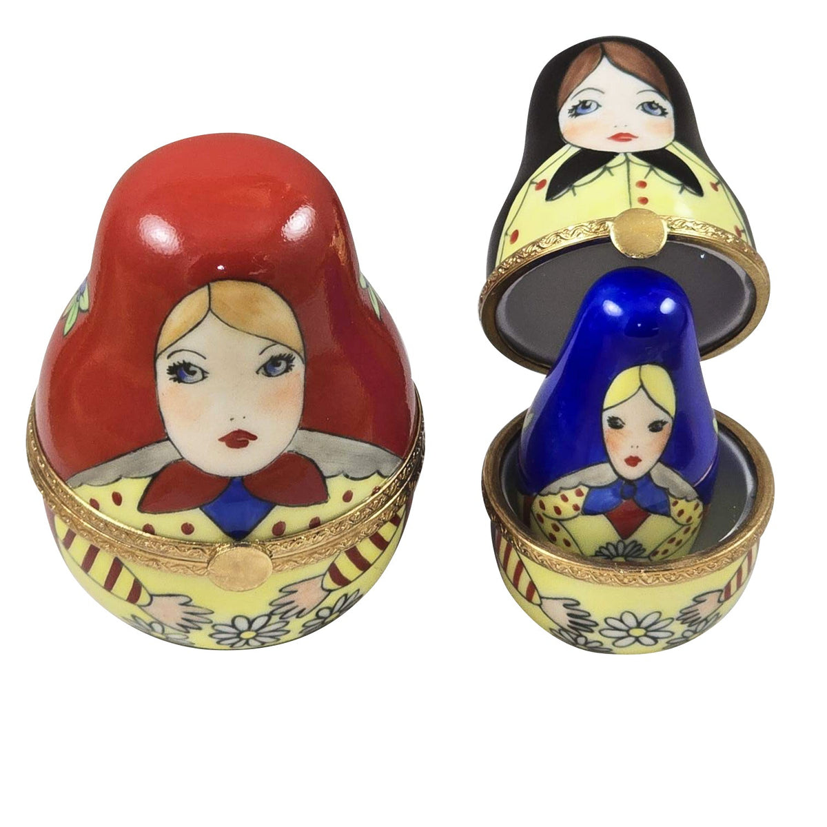 Russian Dolls 3 Red Scarf Limoges box, an heirloom-quality piece for collectors