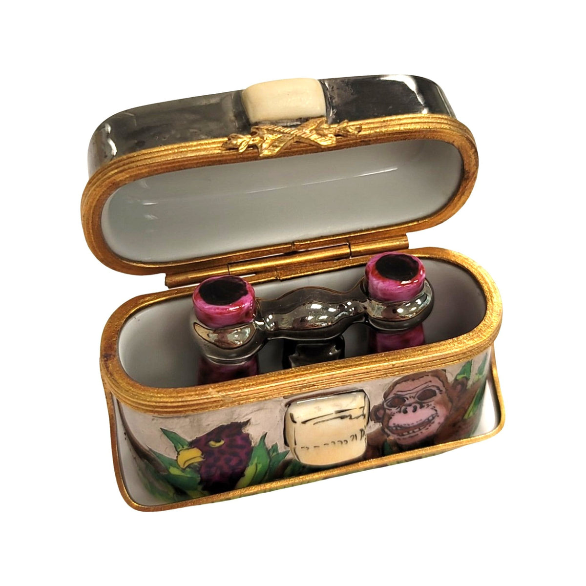 Safari Binoculars Limoges Box Figurine, view 2