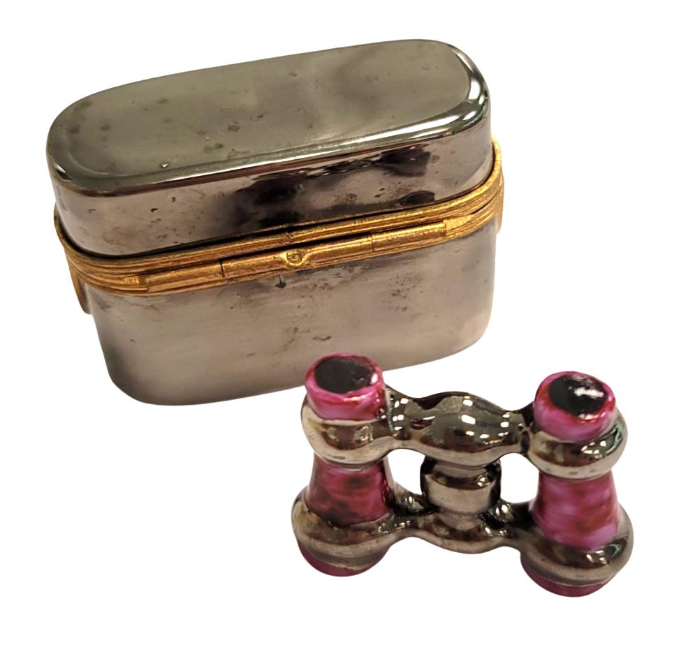 Safari Binoculars Limoges Box Figurine, view 3