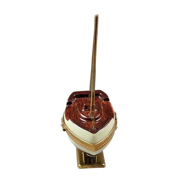 Sailboat with Brass Sails, Stand & Anchor Limoges Box, view 4