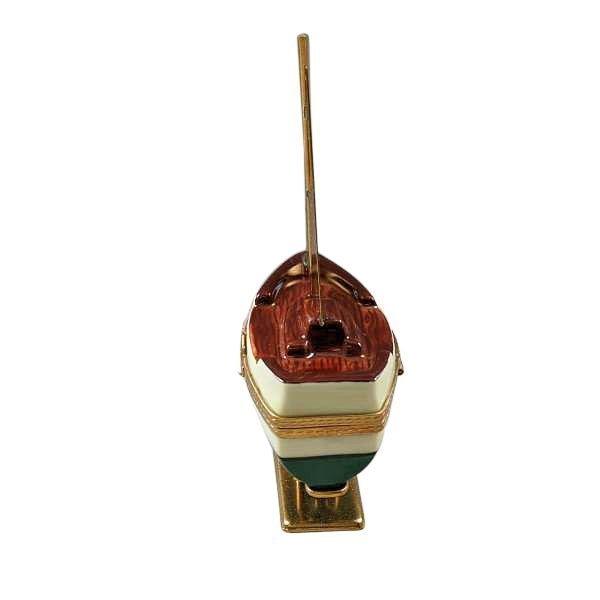 Sailboat with Brass Sails, Stand & Anchor Limoges Box, view 6