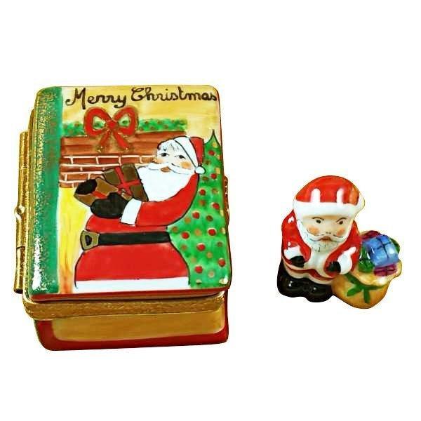 Santa Book with Removable Santa Limoges box painted by hand in Limoges, France, a gift to treasure