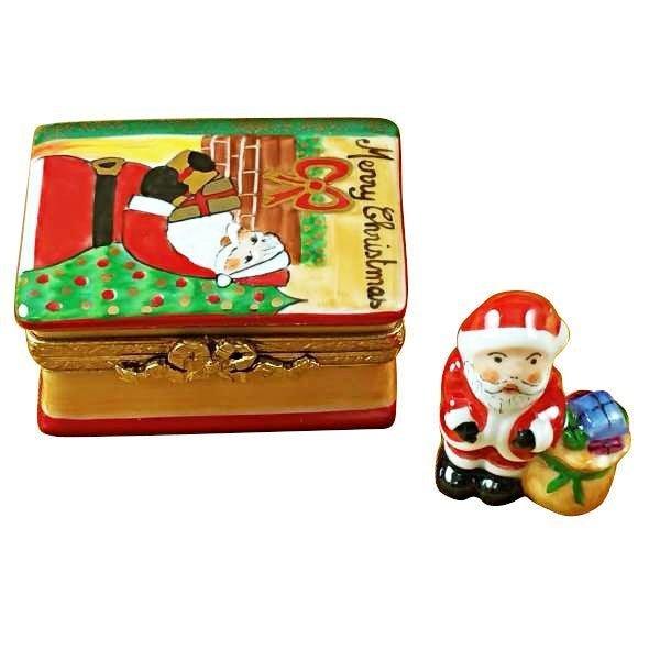Collectible Santa Book with Removable Santa Limoges box with artisan brushwork