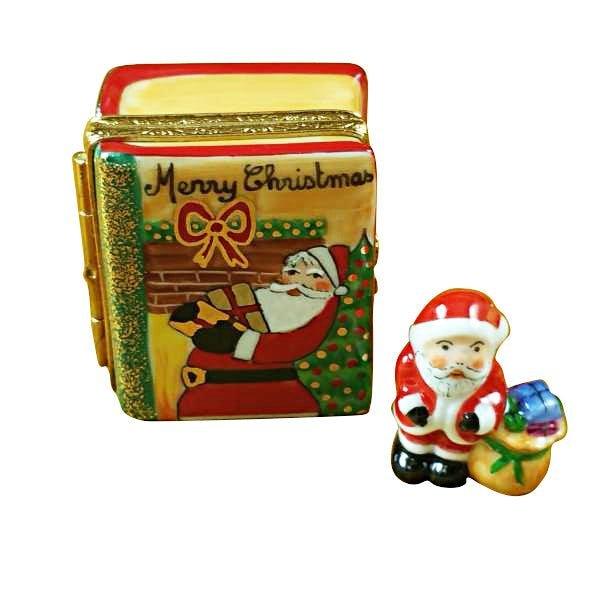 Authentic Rochard Santa Book with Removable Santa Limoges box, hand-painted in France for Christmas, from Limoges Boutique