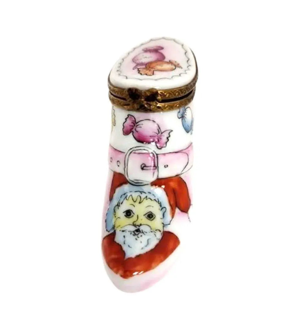 Santa Boot Shoe w Candy Fashion Limoges Box Figurine, view 3