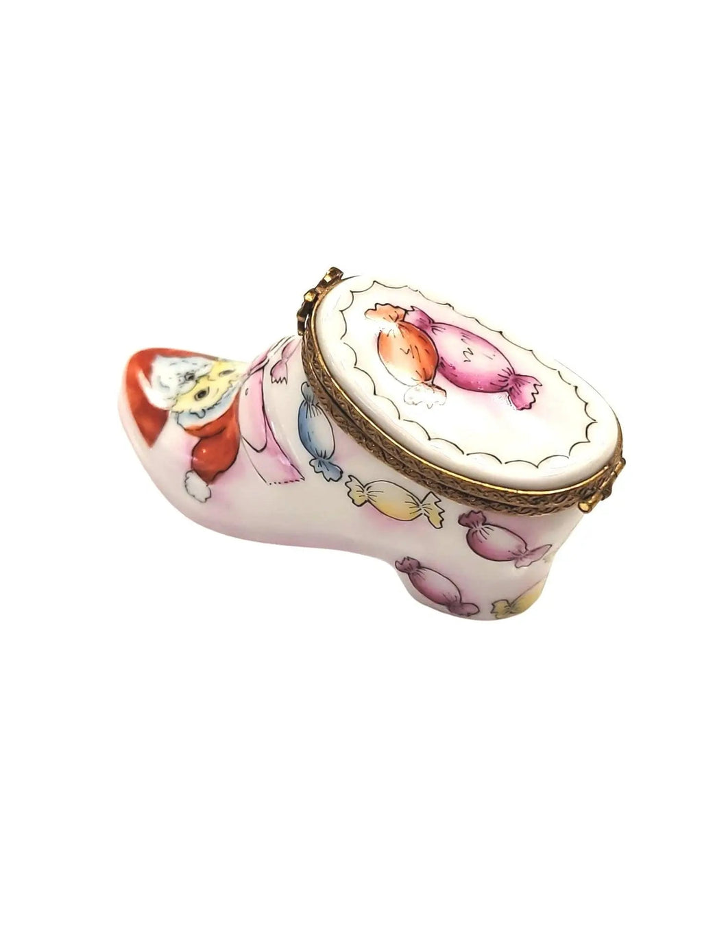 Santa Boot Shoe w Candy Fashion Limoges Box Figurine, view 4