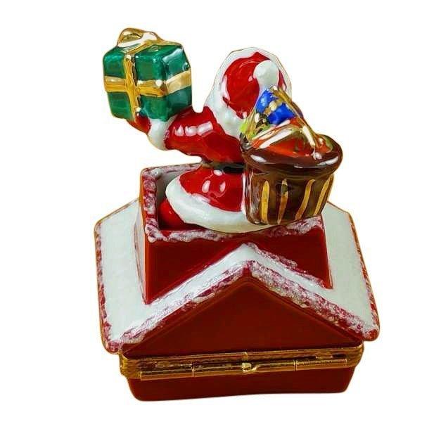 Santa Claus on Roof with Presents Limoges Box Christmas, view 3