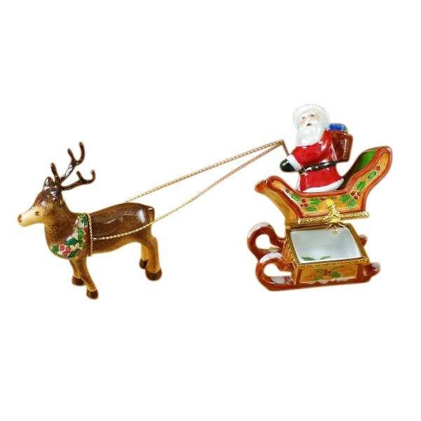 The painter's artistry shows on this Santa in Sleigh with Rein-Deer Holiday Limoges box