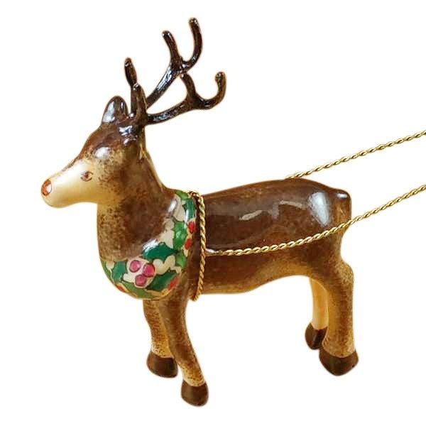 Gift idea for someone who loves France: Santa in Sleigh with Rein-Deer Holiday Limoges box