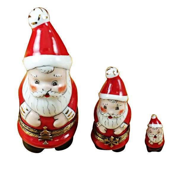 Santa Nesting with Ball on Top Limoges Box for Holiday Decor, a hand-painted Limoges porcelain gift