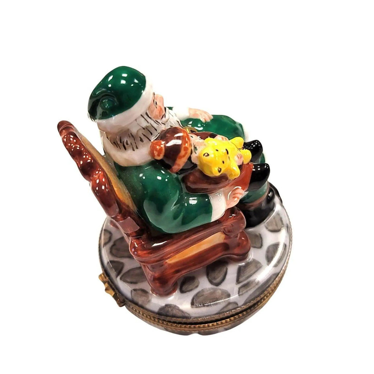 Santa Child Lap Green Coat Limoges Box, view 3
