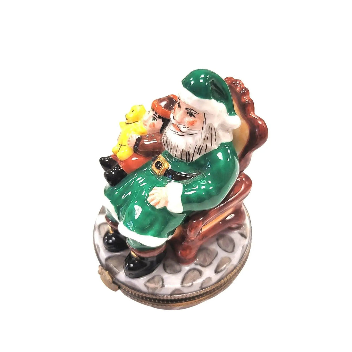 Santa Child Lap Green Coat Limoges Box, view 6