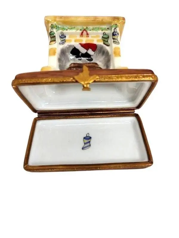 Santa in Fireplace Christmas Limoges Box Figurine Gift, view 10