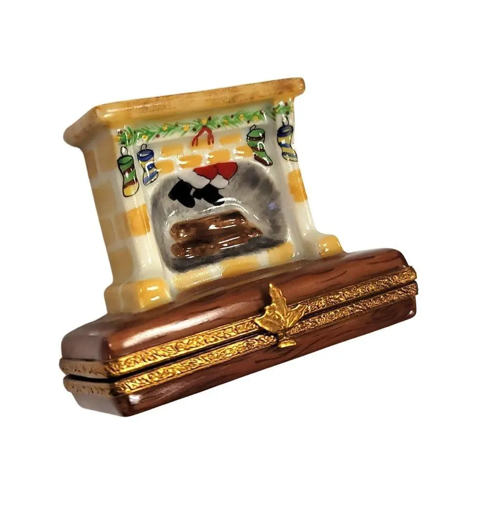 Santa in Fireplace Christmas Limoges Box Figurine Gift, view 5