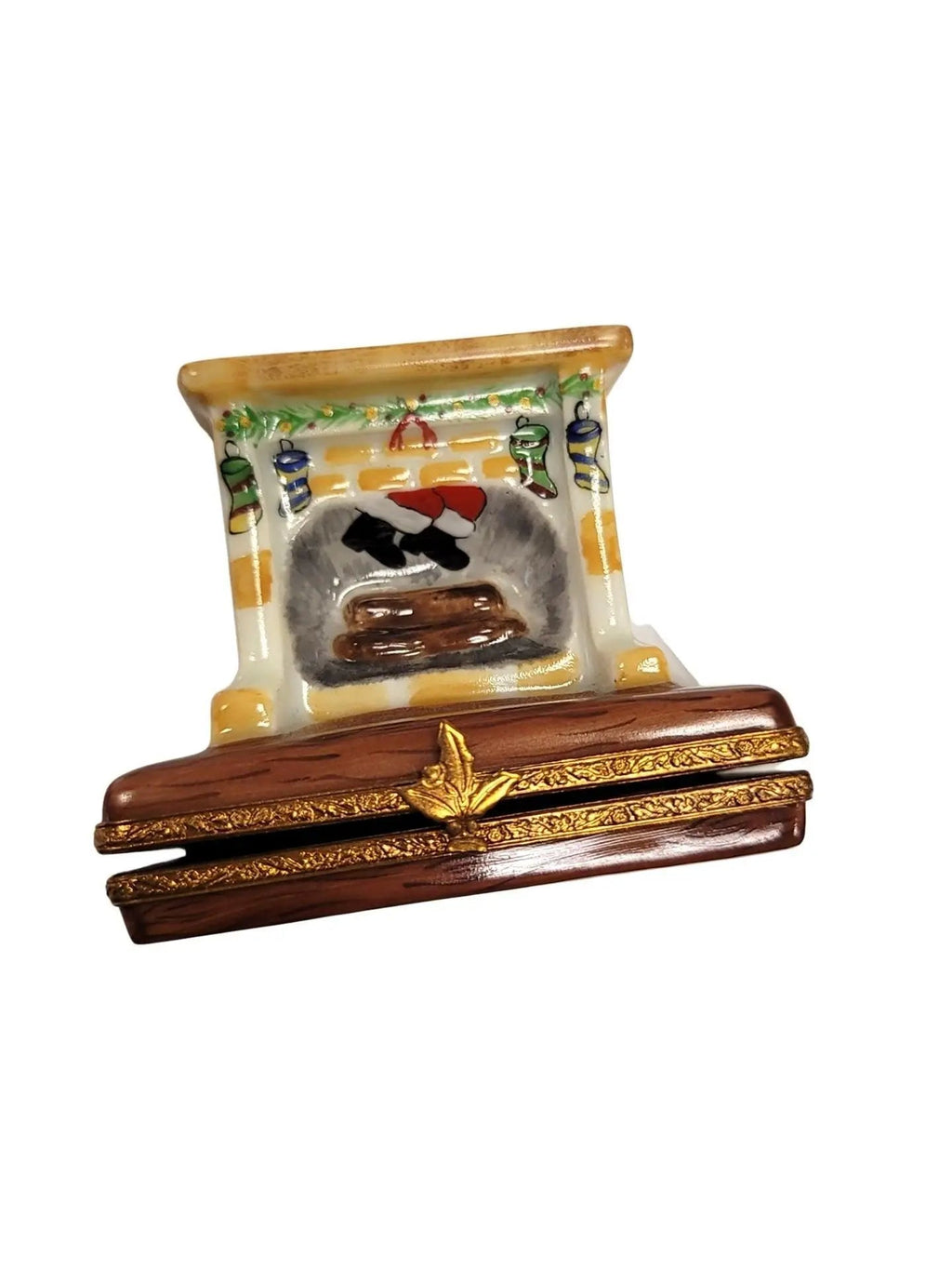 Santa in Fireplace Christmas Limoges Box Figurine Gift, view 7