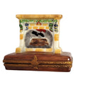 Santa in Fireplace Christmas Limoges Box Figurine Gift, a hand-painted Limoges porcelain gift