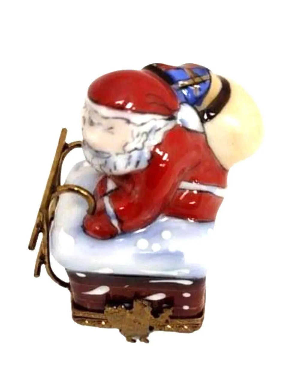Every brushstroke by hand on the Santa on Chimney Limoges box from France