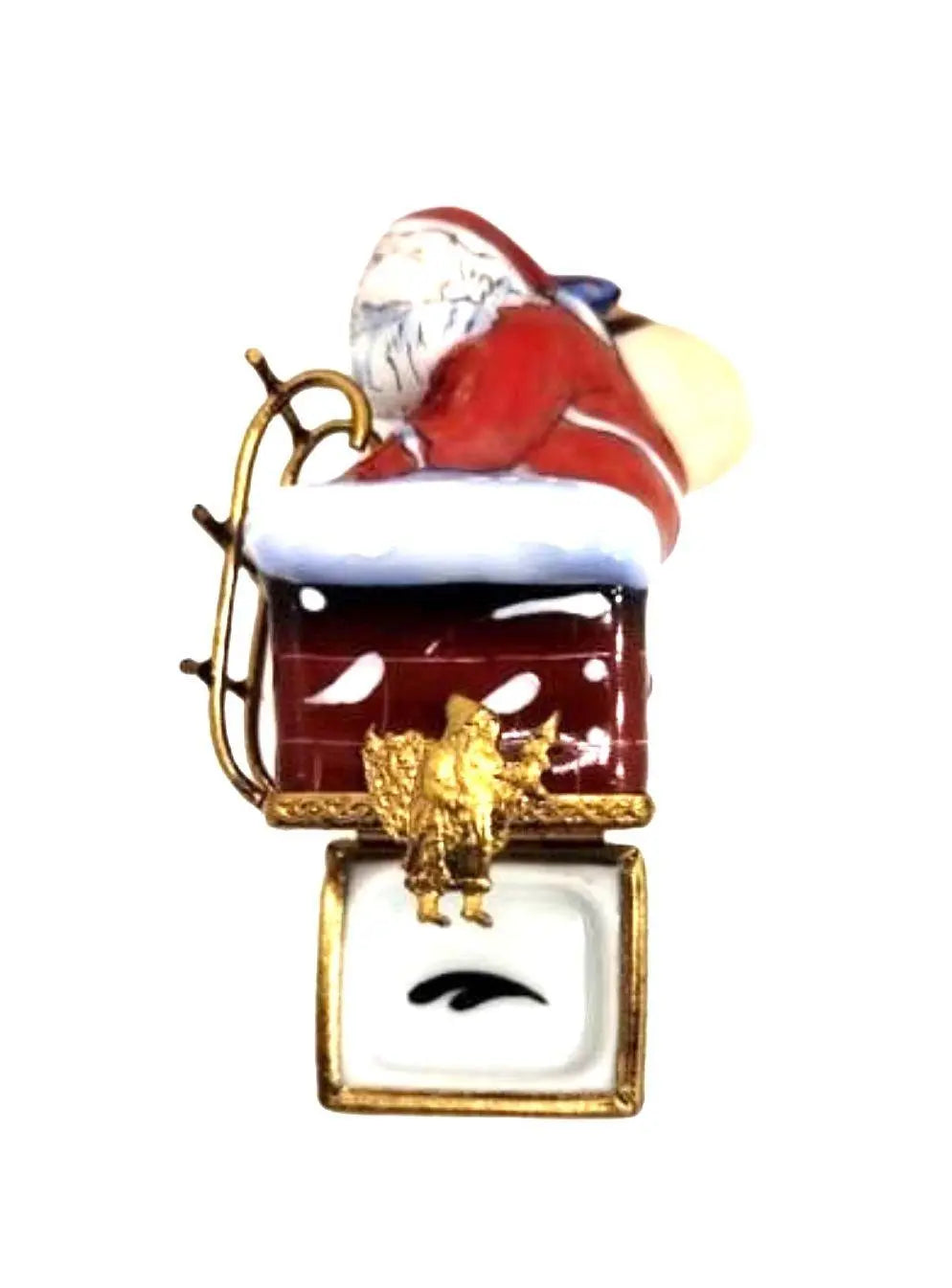 Fine art lovers will admire this Santa on Chimney Limoges box