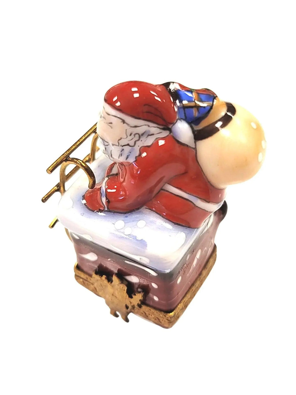Hand-painted Santa on Chimney Limoges box, French artistry for lovers of fine art