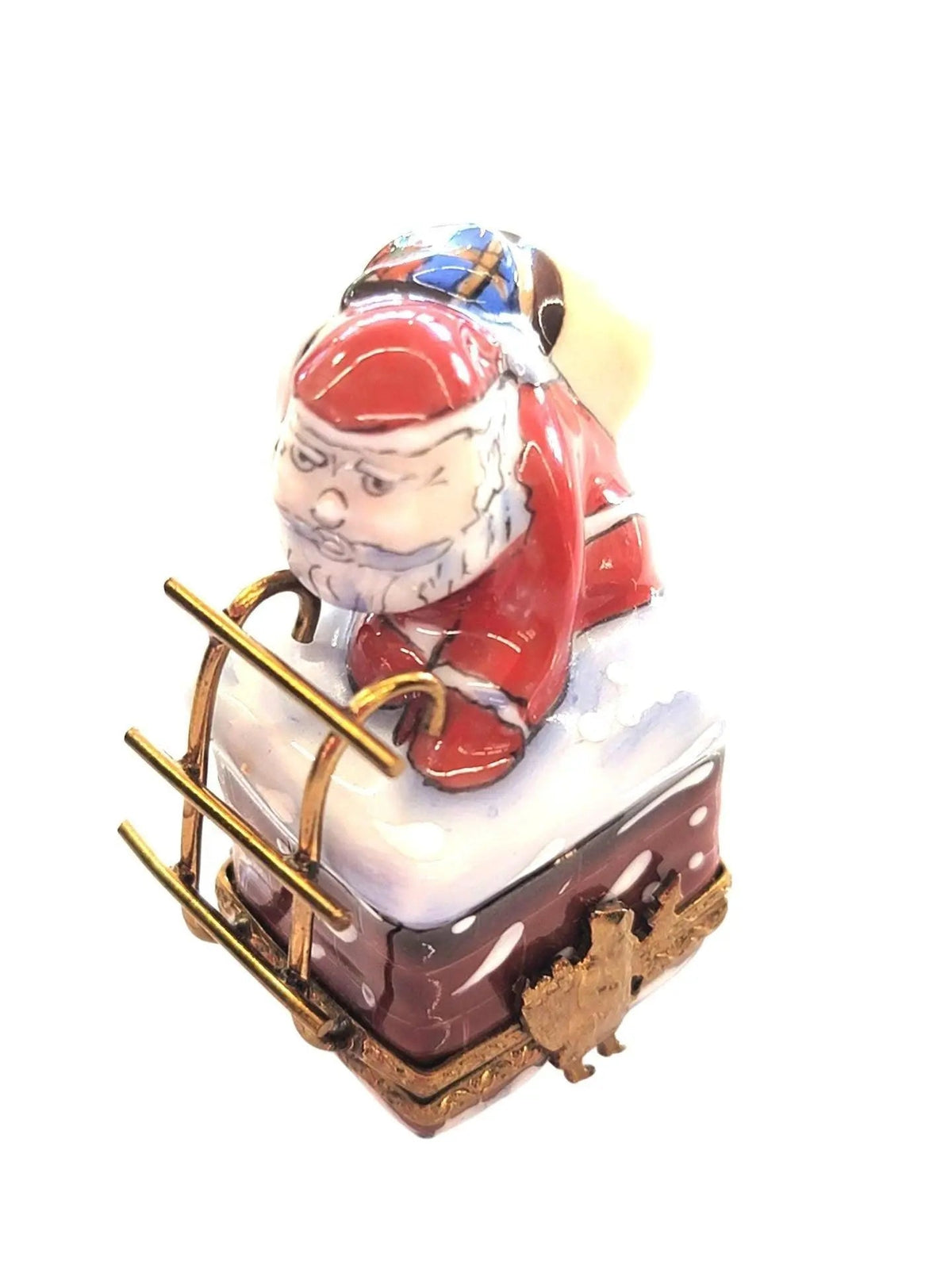 Collectible Santa on Chimney Limoges box with artisan brushwork