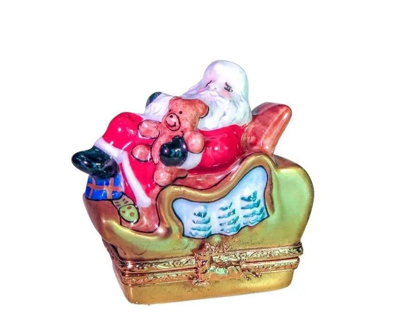 Limoges Boutique presents the Santa on Sleigh, a genuine Limoges box painted by hand in France