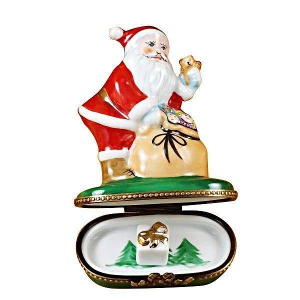 Santa with Gift Bag Limoges Box for Festive Holiday Decor, view 2