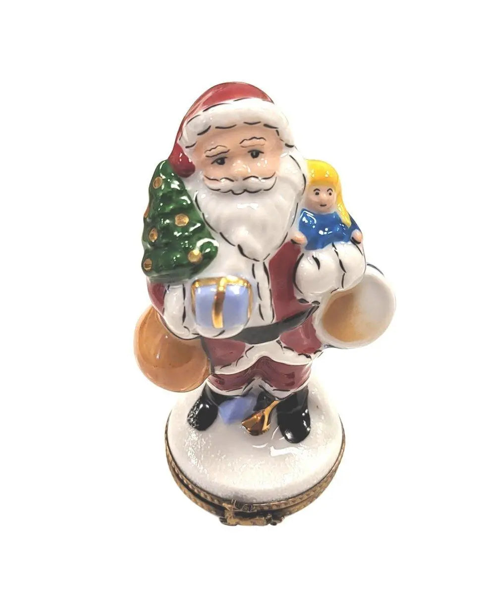 Santa Tree Gifts, Well Detailed Limoges Box for Cheer, a hand-painted Limoges porcelain gift