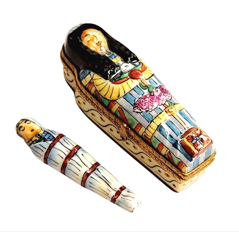 Sarcophagus Mummy Limoges Box Keepsake, a hand-painted Limoges porcelain gift