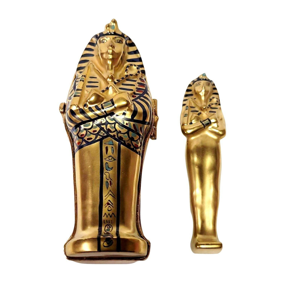Limoges Boutique presents the Rochard Sarcophagus with Mummy, a genuine Limoges box painted by hand in France