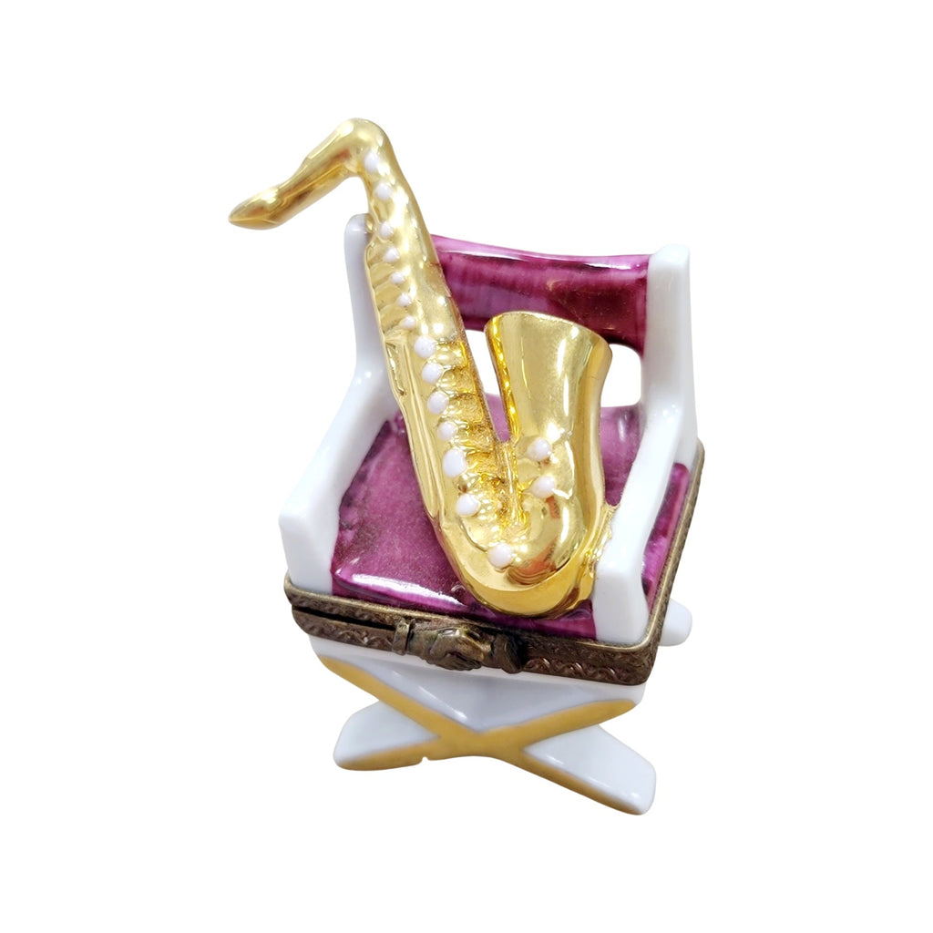 Saxophone on Chair Limoges Box Gift, view 5
