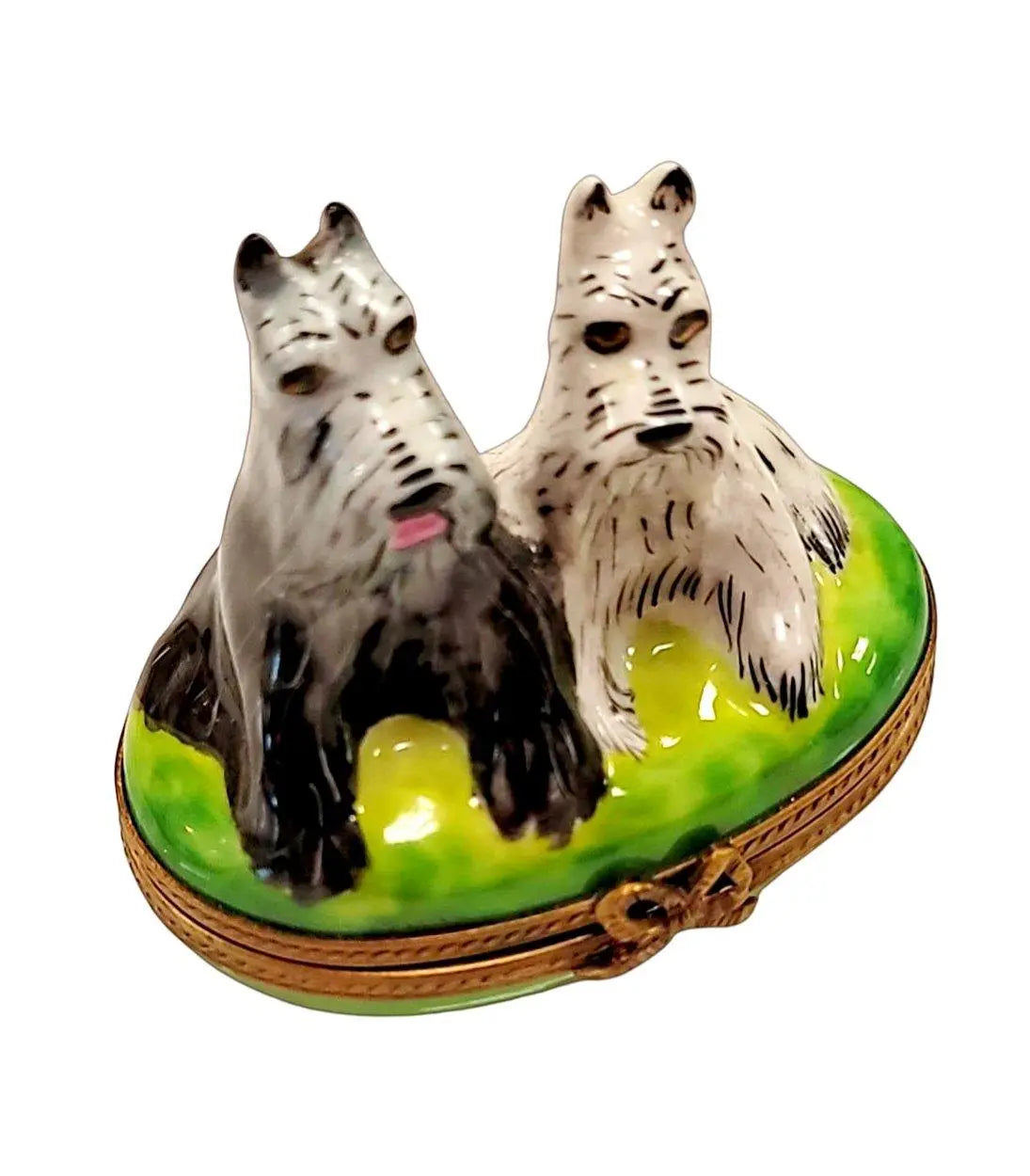 Limoges Boutique presents the Salt Pepper Schnauzers, a genuine Limoges box painted by hand in France