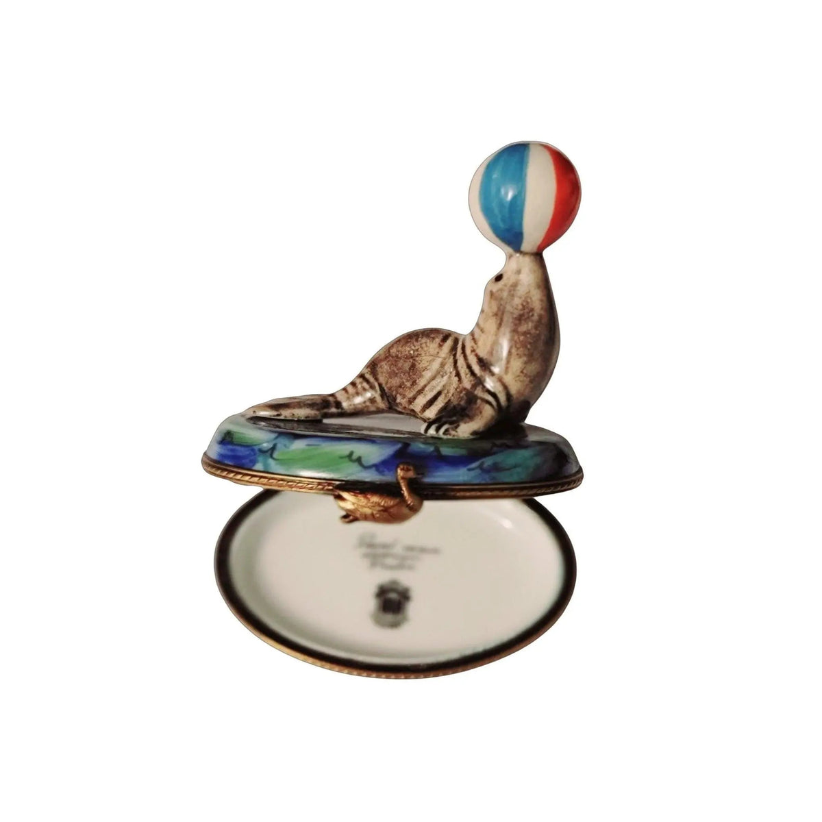 Gift idea for someone who loves France: Seal with Beach Ball Fish Limoges box