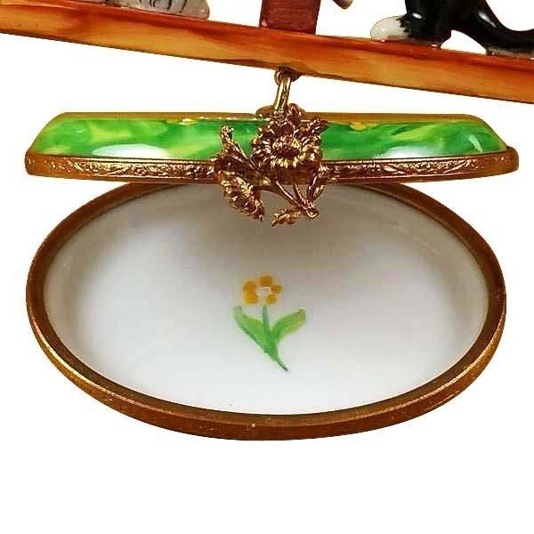 Hand-painted See Saw Cats Limoges box, French artistry for lovers of fine art