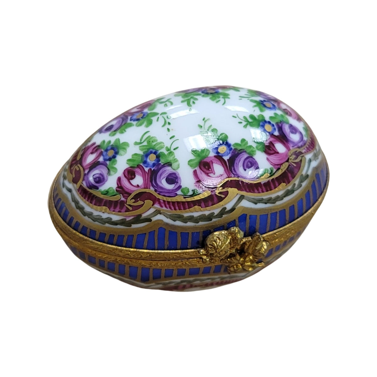 Sevre Roses Egg for Elegant Gifting, a hand-painted Limoges porcelain gift