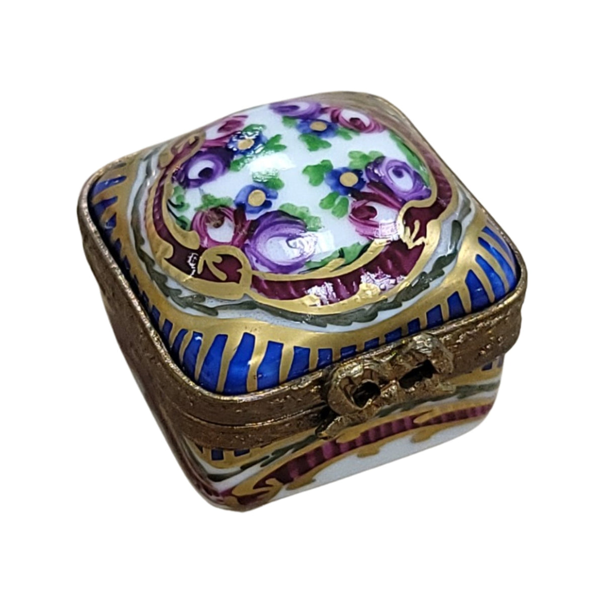 Sevre Roses Square Trinket, a hand-painted Limoges porcelain gift