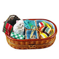 Genuine Rochard Sewing Basket with Cat Limoges box painted by hand in France, from Limoges Boutique