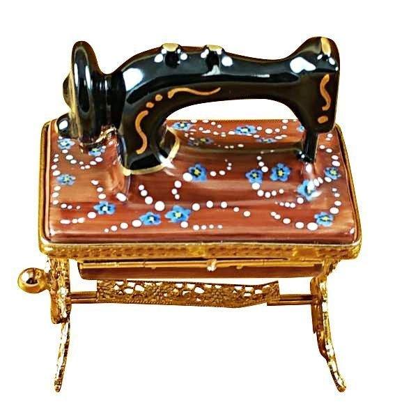 Sewing Machine on Stand Limoges Box, view 3
