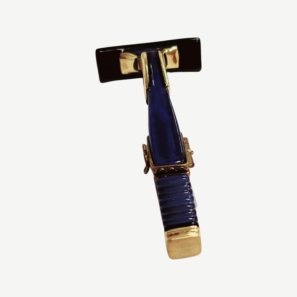 Shaving Razor Blue Limoges Box Figurine for Collectors, view 5