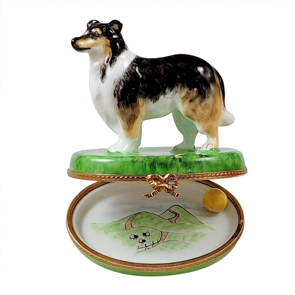 Sheltie with Removable Ball Limoges Box, view 2