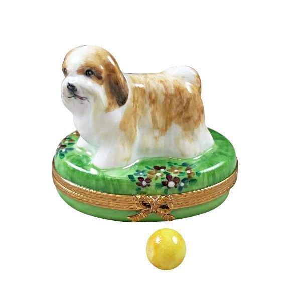 Genuine Rochard Shih Tzu Brown Limoges box painted by hand in France, from Limoges Boutique