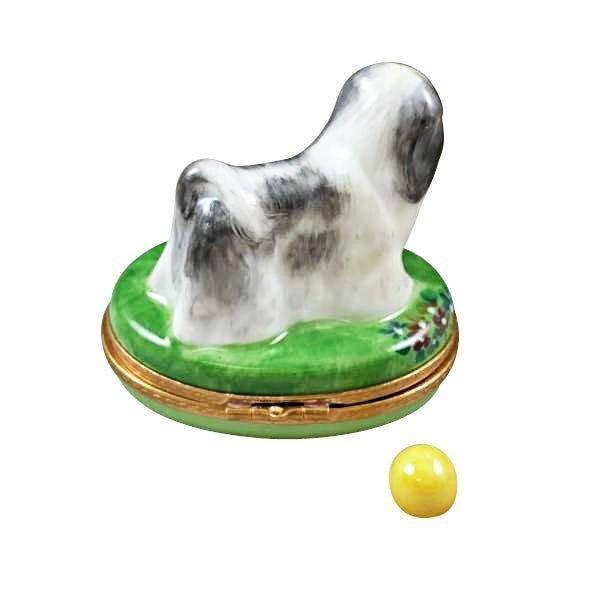Hand-painted Shih Tzu Grey Limoges box, French artistry for lovers of fine art