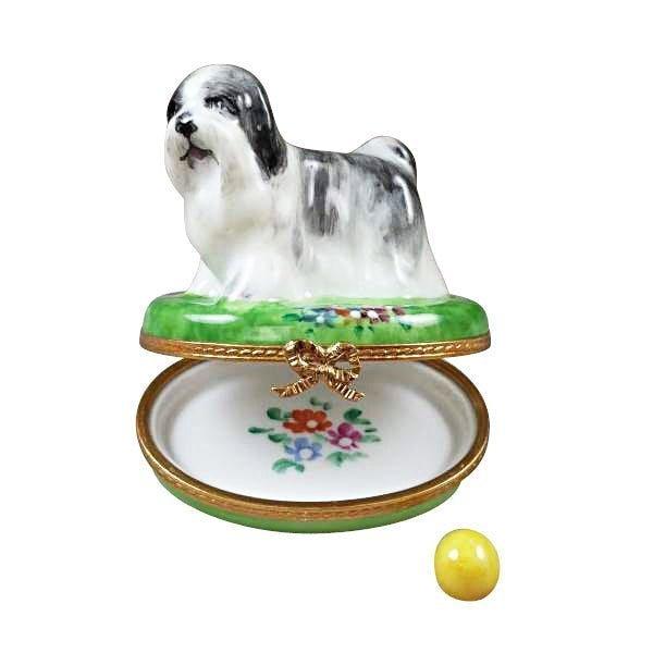 Shih Tzu Grey Limoges box painted by hand in Limoges, France, a gift to treasure