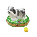 Genuine Rochard Shih Tzu Grey Limoges box painted by hand in France, from Limoges Boutique