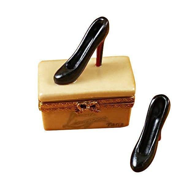 Shoe Box with Stilettos Limoges Box, a hand-painted Limoges porcelain gift