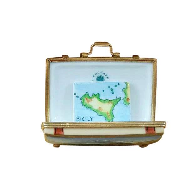 The painter's artistry shows on this Sicily Suitcase Limoges box
