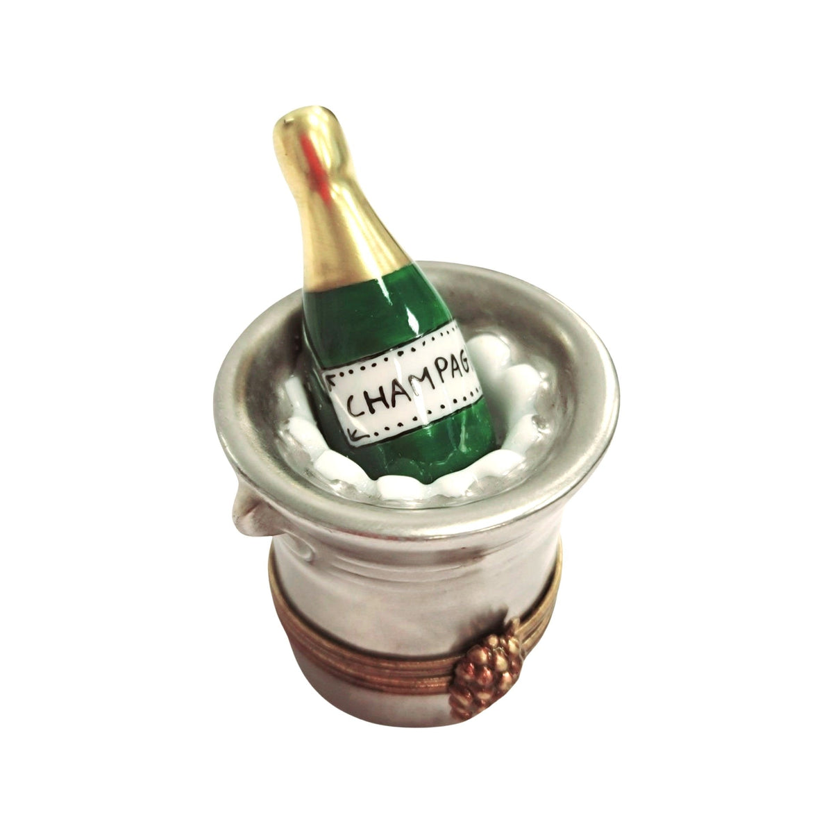 Silver Champagne On Ice Limoges Box Figurine Gift, a hand-painted Limoges porcelain gift